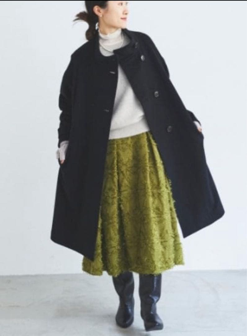 【新品★訳あり】ウールカシミヤスタンドカラーロングコート ルクールブラン