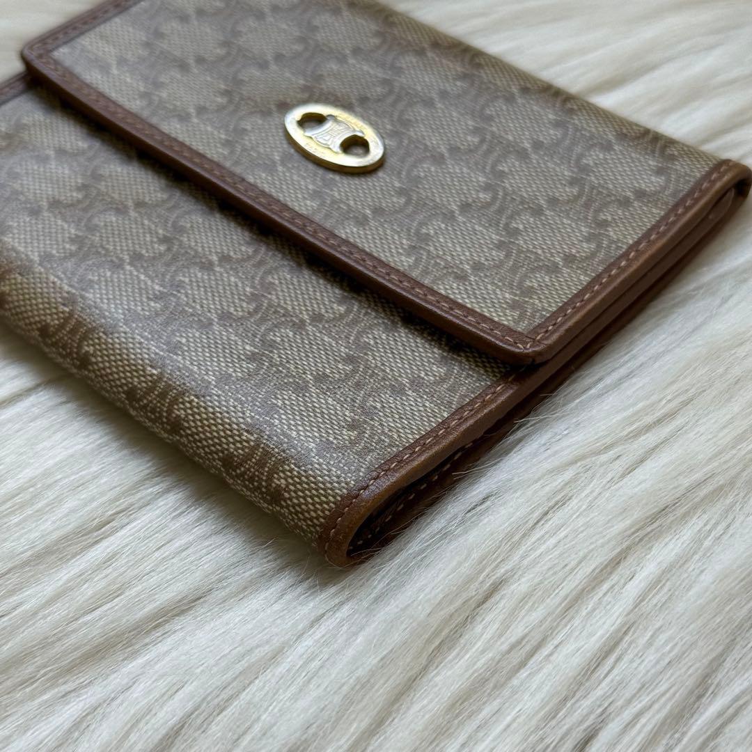 セリーヌ マカダム コンパクトウォレット トリオンフ レザー 三つ折り財布