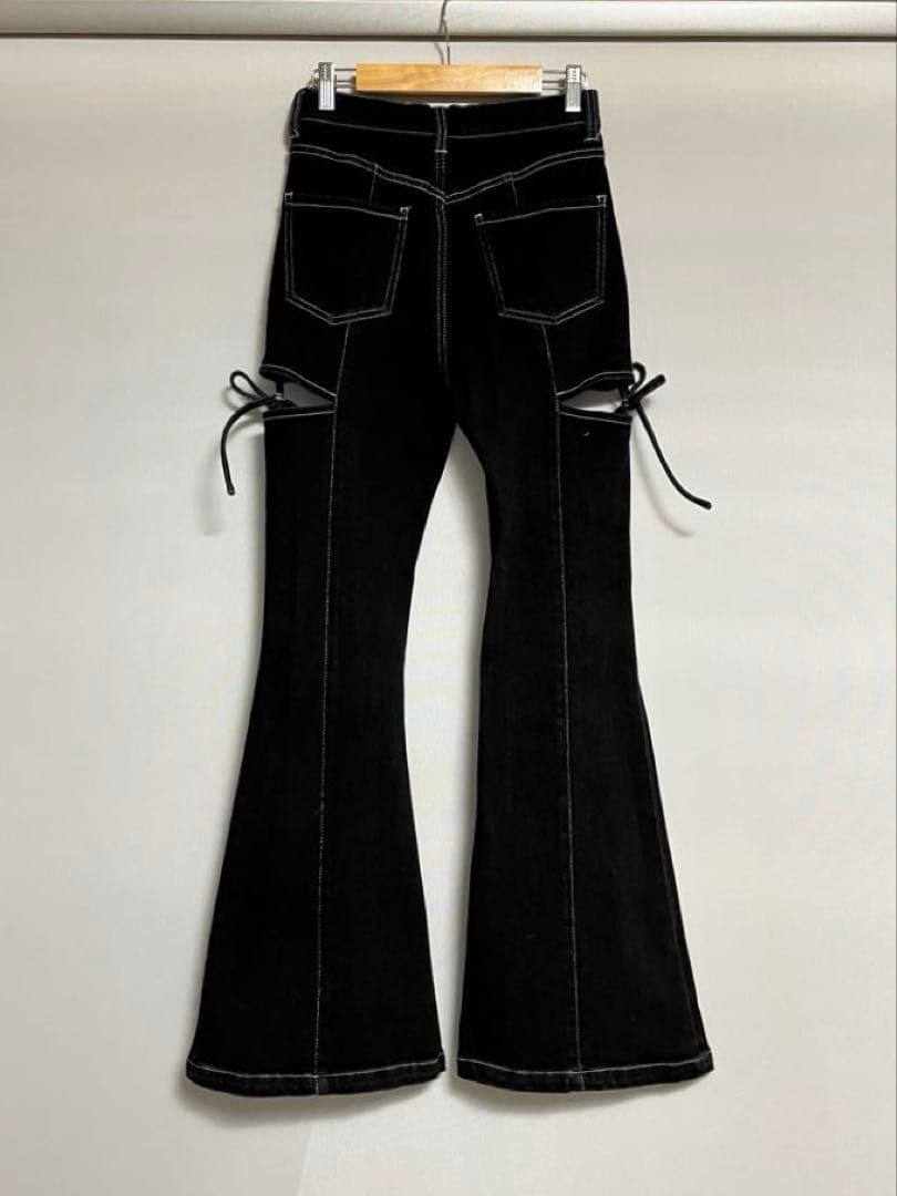 RESEXXY カットアウトリボンデニムパンツ Sサイズ ブラック