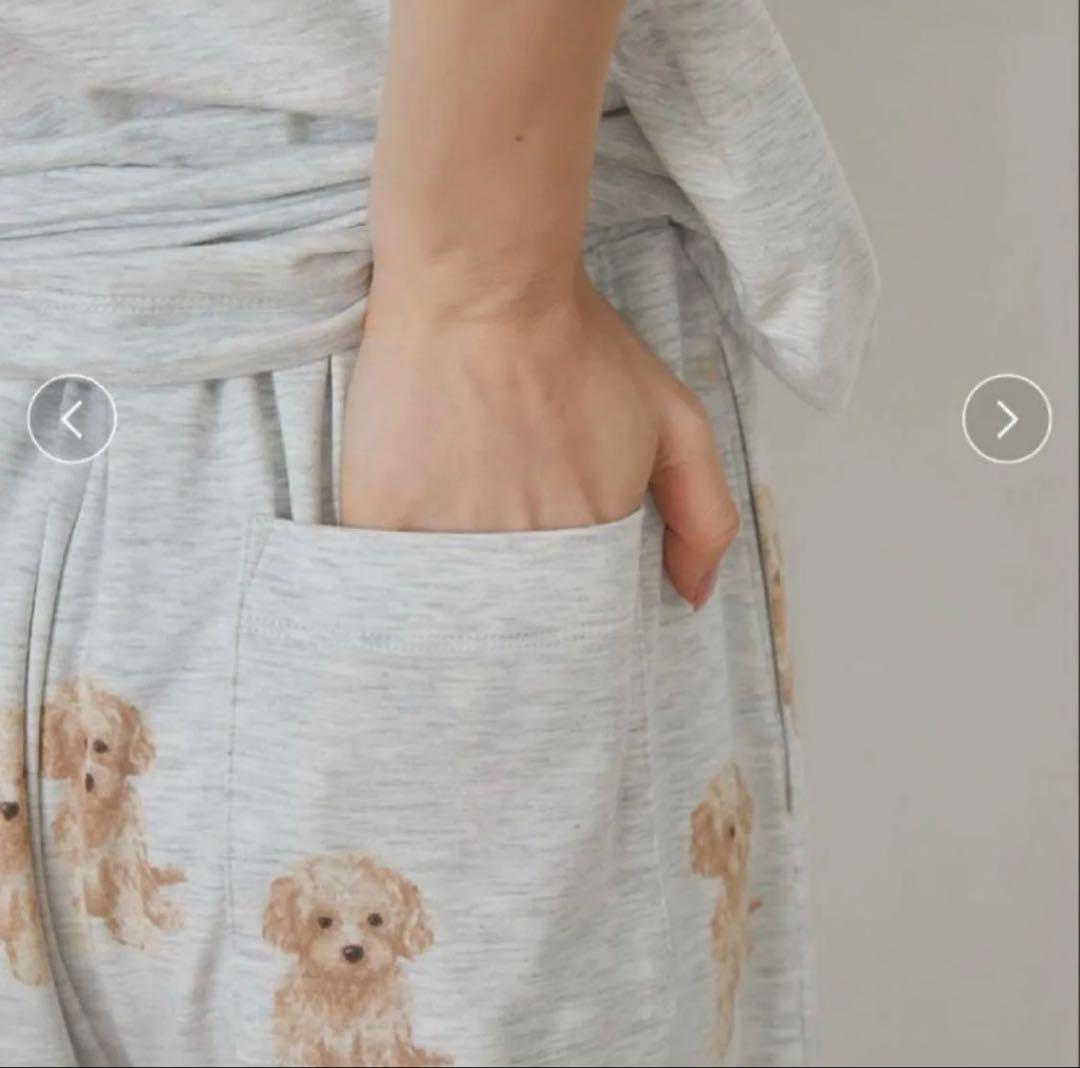 【新品未使用】ジェラートピケ　犬　プードル　半袖ロゴTシャツ　ロングパンツグレー