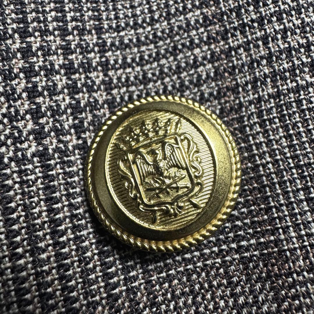 スピックアンドスパン　ウール先染めダブルジャケット　金ボタン　グレンチェック　M