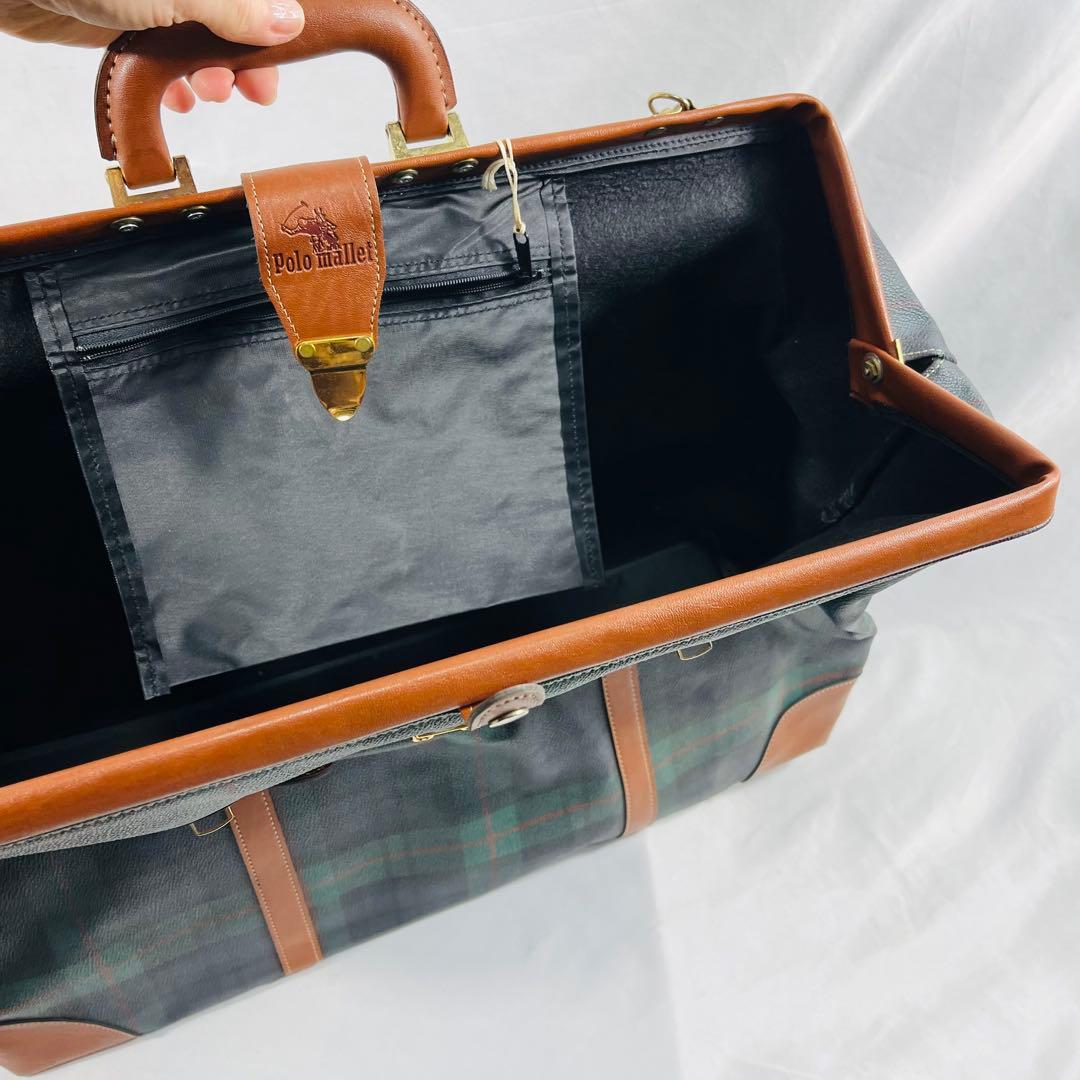 【美品】Polo Mallet ボストンバッグ グリーンチェックドクターズバッグ