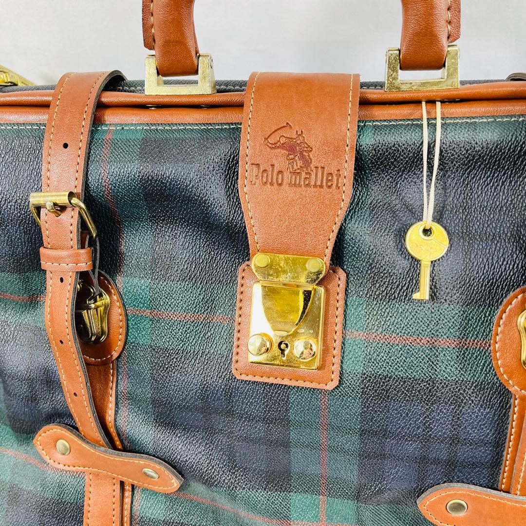 【美品】Polo Mallet ボストンバッグ グリーンチェックドクターズバッグ
