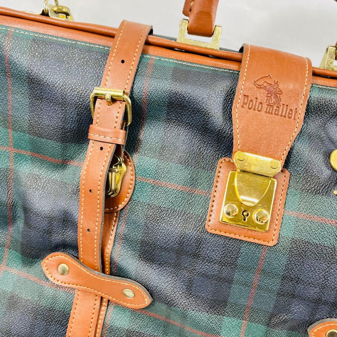 【美品】Polo Mallet ボストンバッグ グリーンチェックドクターズバッグ