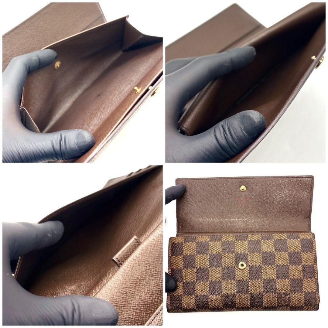 ド*ル様 ルイヴィトン 三つ折り財布 ダミエ インターナショナル 長財布 ブラウ