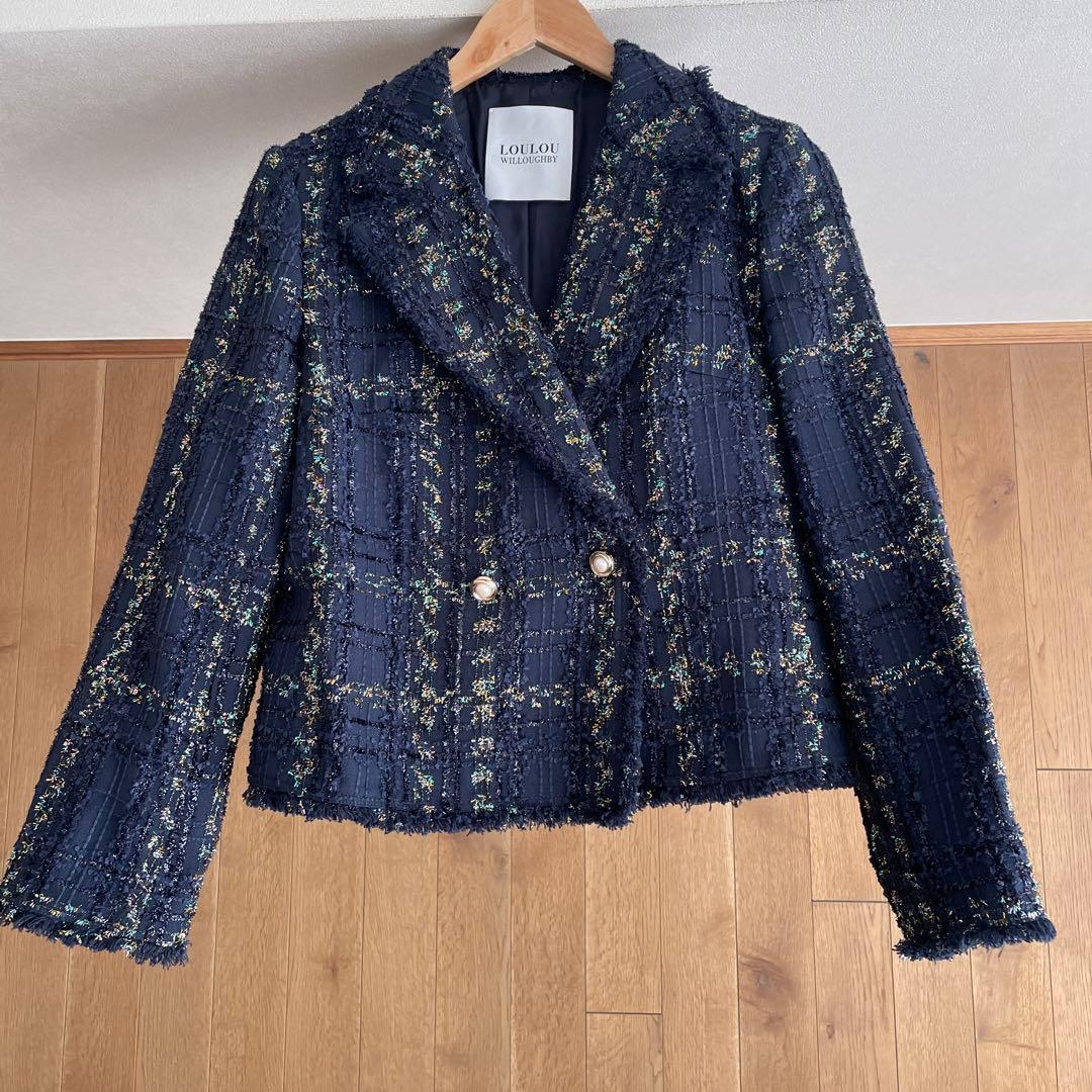 LOULOU WILLOUGHBY ラメチェックツイードジャケット