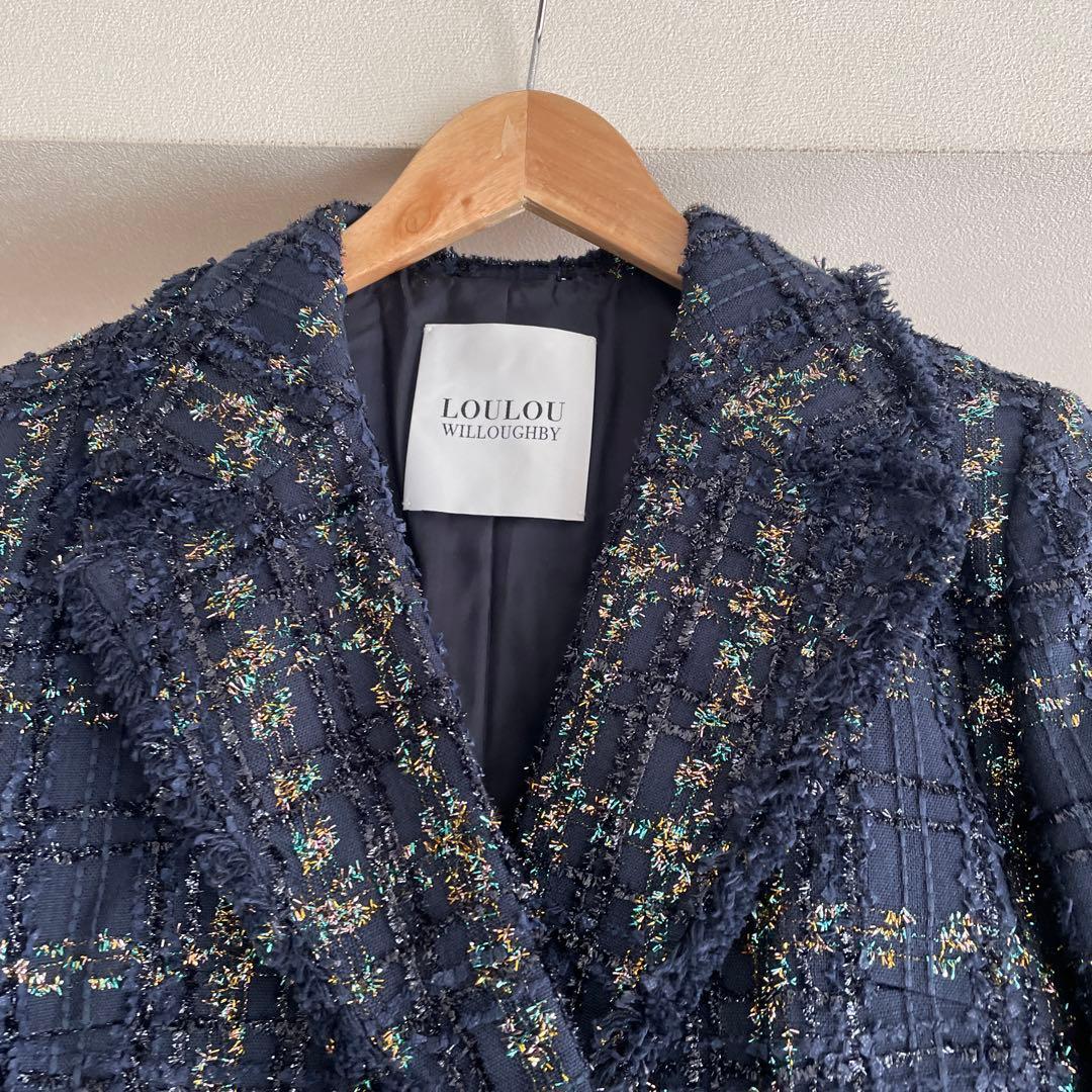 LOULOU WILLOUGHBY ラメチェックツイードジャケット