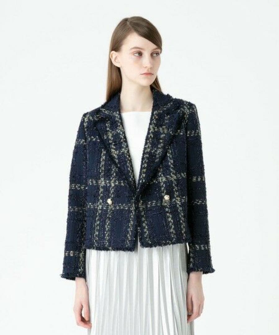 LOULOU WILLOUGHBY ラメチェックツイードジャケット