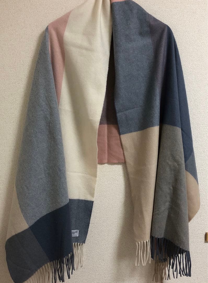 ジョンストンズ カシミヤ 大判ストール　ネイビー　ピンク　限定