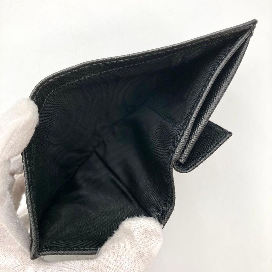 ホタテ✨ PRADA 1MV204 二つ折り財布 黒 サフィアーノレザー