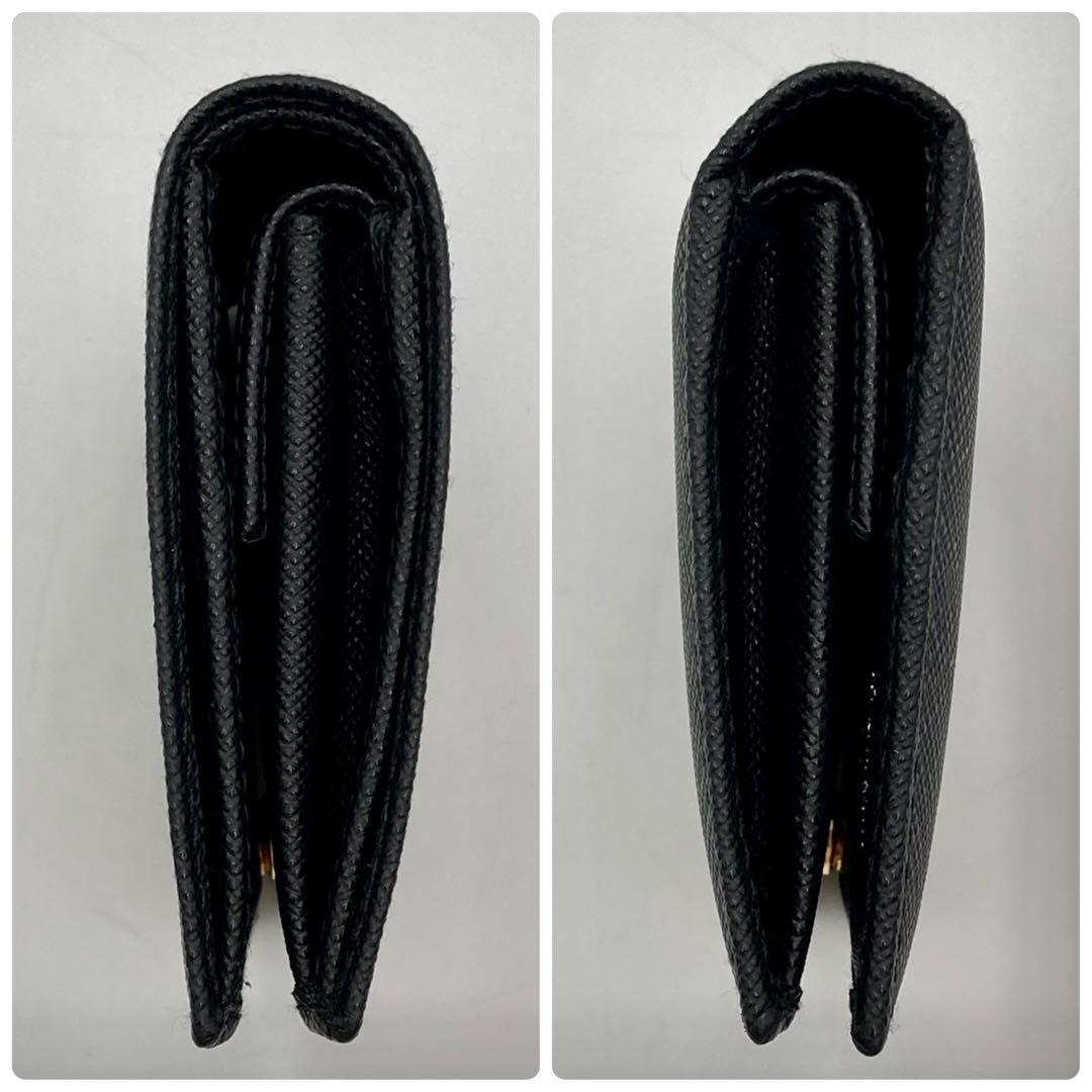 ホタテ✨ PRADA 1MV204 二つ折り財布 黒 サフィアーノレザー