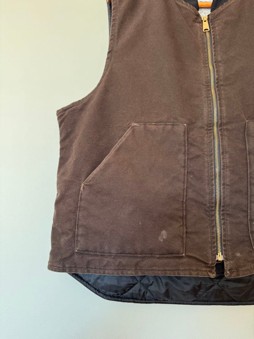 【超人気】良品 カーハート ダックベスト XL ダークブラウン ヴィンテージ
