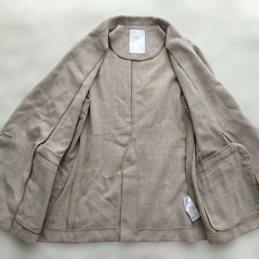 24年♡美品✨NOBLE ドンゴロスダブルジャケット リネンライク ベージュ M