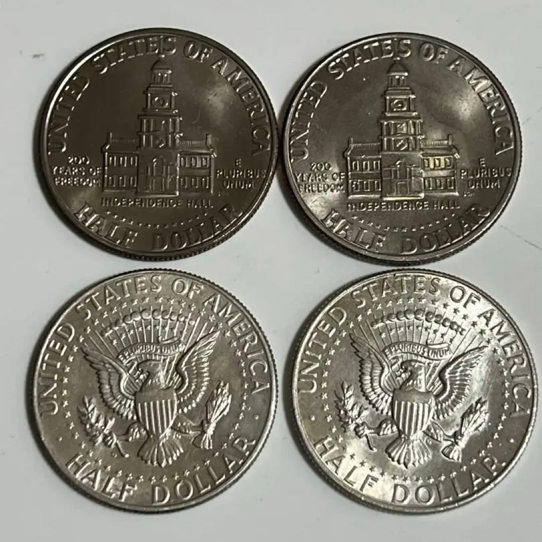 銀貨1964年1976年ケネディハーフダラー4枚セット
