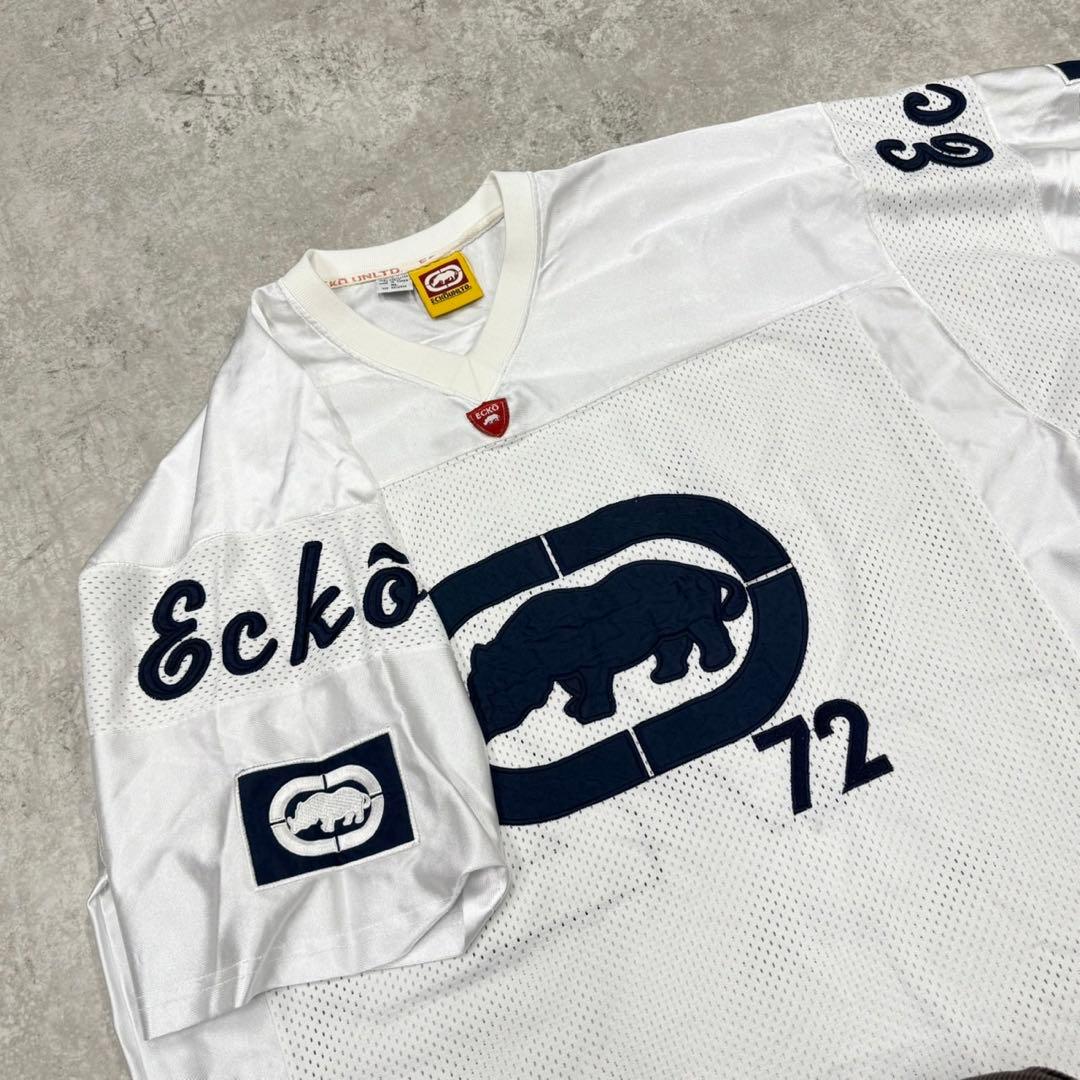 ◎90s ECKO UNLTD. メッシュ 半袖 ゲームシャツ XL ホワイト