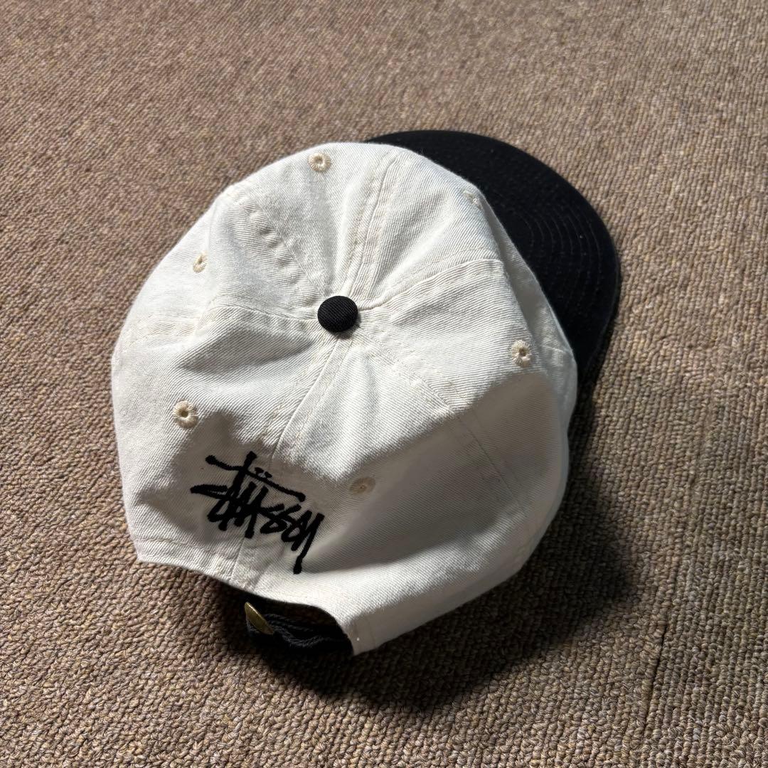 stussy ツートン 6パネル コットン キャップ 白黒