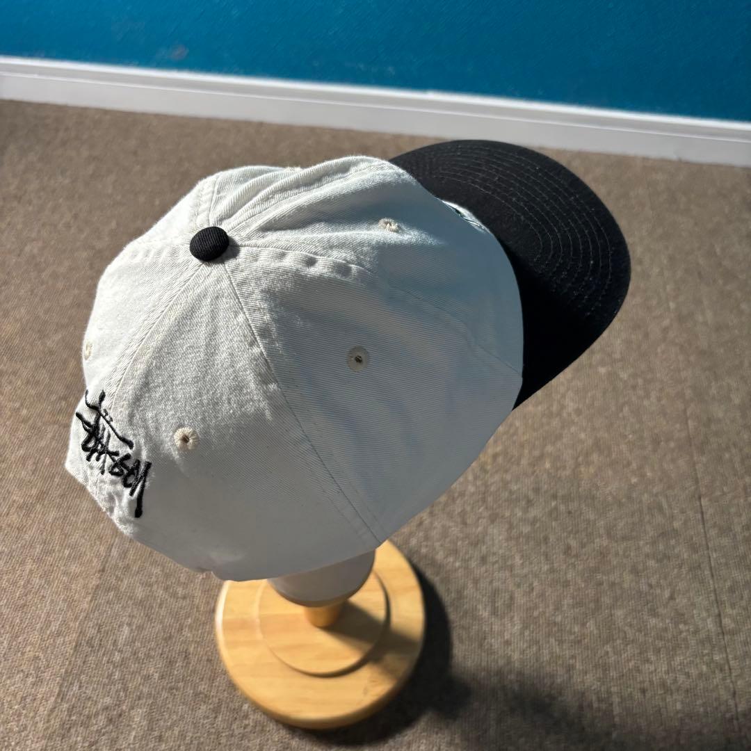 stussy ツートン 6パネル コットン キャップ 白黒