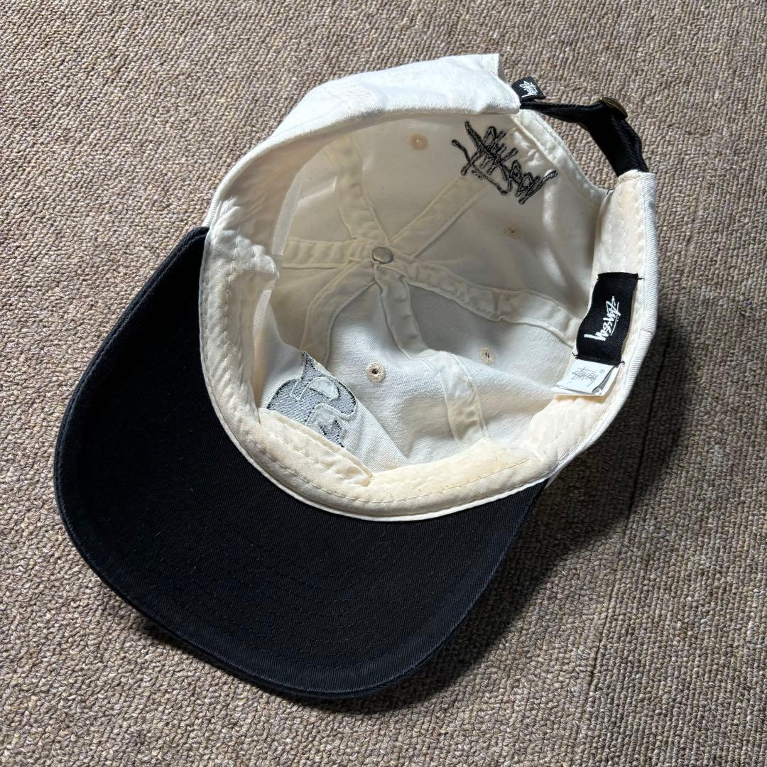 stussy ツートン 6パネル コットン キャップ 白黒