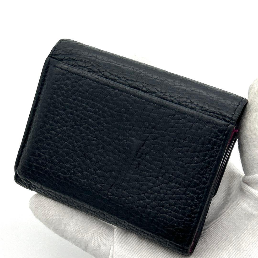 24時間限定★ルイヴィトン 三つ折り財布 黒 カプシーヌXS コンパクト