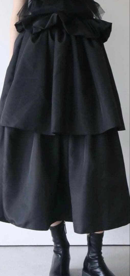 つ*わ様 AMOMMA VOLUME UP FLARE SKIRT ブラック無地
