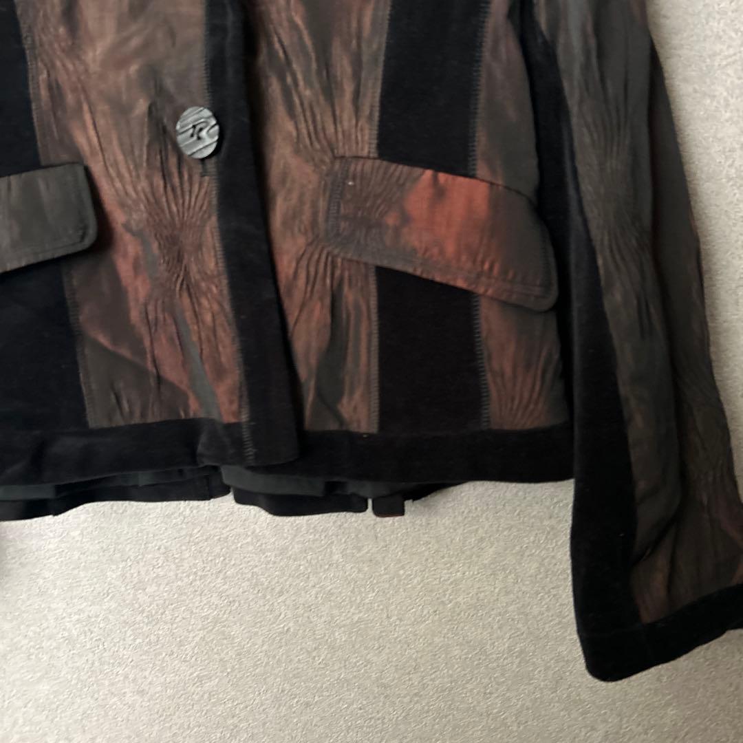 【美品】EIKO KONDO ジャケット　アウター　異素材　光沢　リボン　大きめ