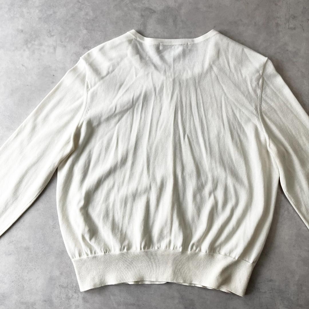 美品　アナイ　ボタニカルフラワーPTクルーネックカーディガン　白　1115