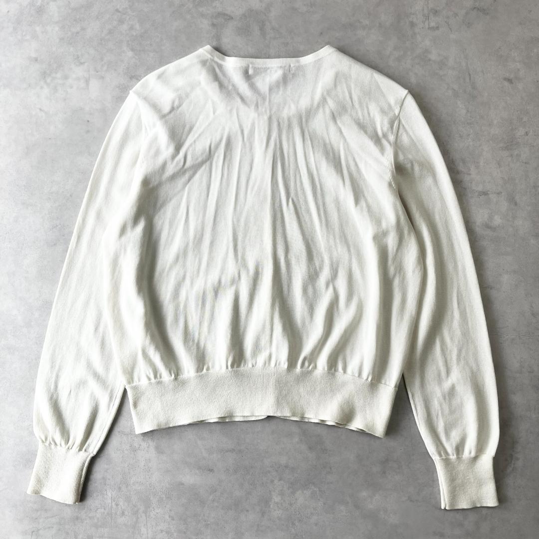 美品　アナイ　ボタニカルフラワーPTクルーネックカーディガン　白　1115