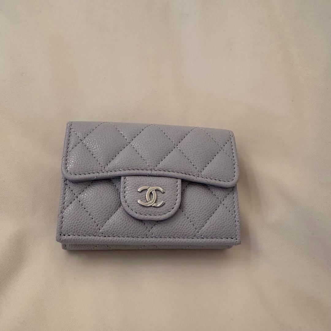 CHANEL クラシック スモール フラップ ウォレット ブルー系 3つ折り財布
