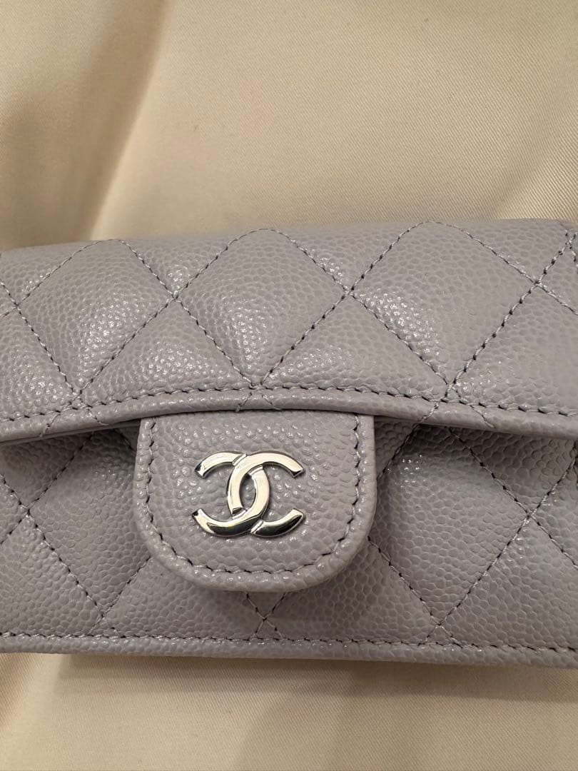 CHANEL クラシック スモール フラップ ウォレット ブルー系 3つ折り財布