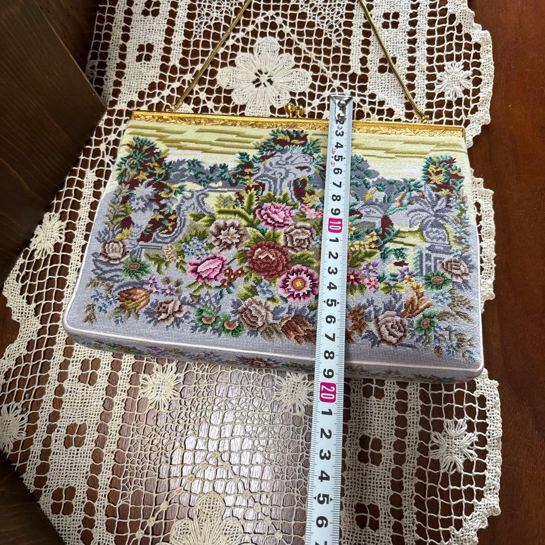 プチポアン　アンティーク　バッグ ニードルポイント 刺繍大好き