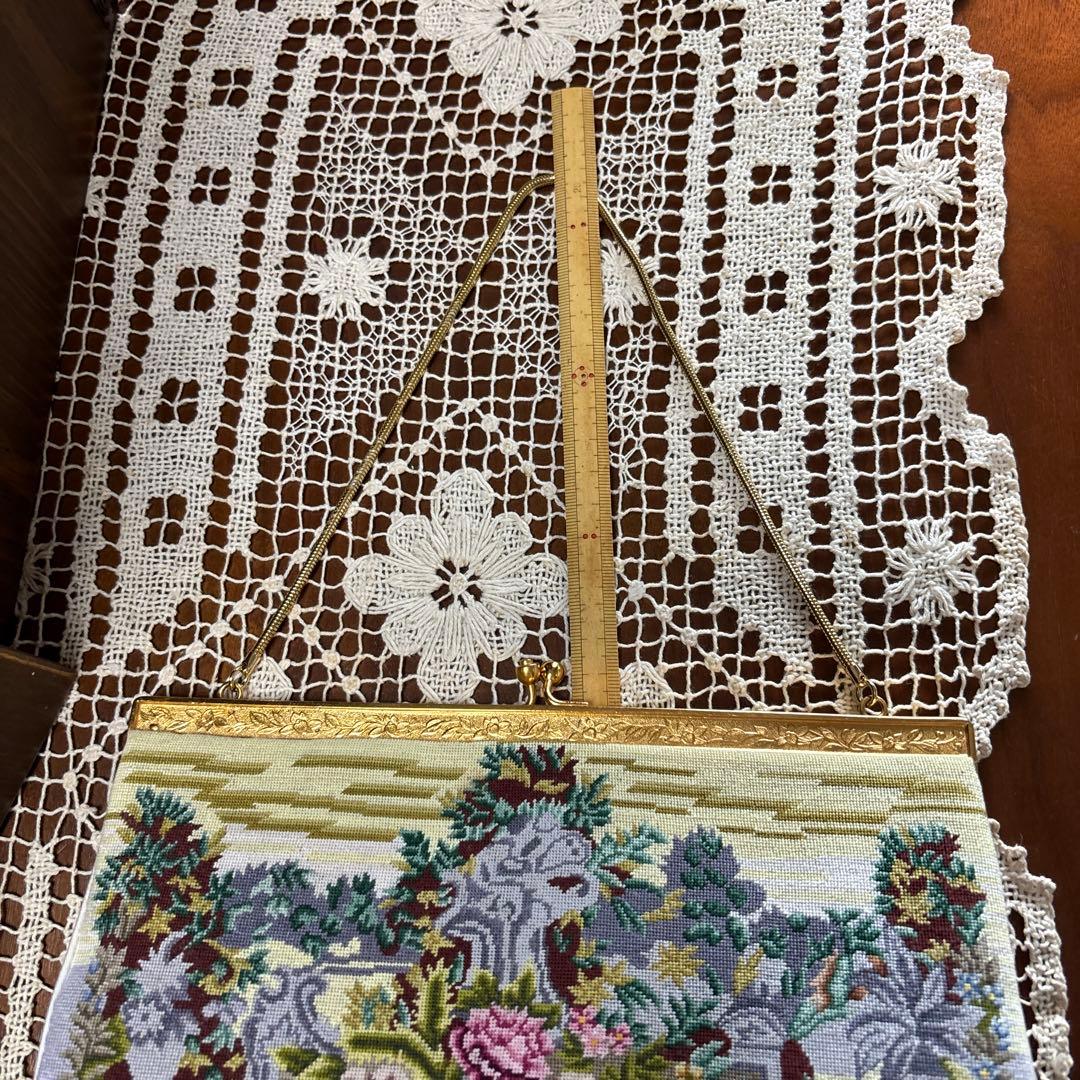 プチポアン　アンティーク　バッグ ニードルポイント 刺繍大好き
