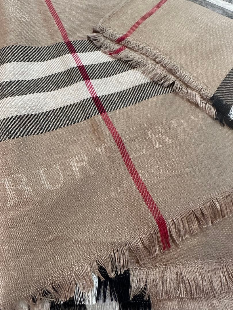 Burberry チェック柄 マフラー大判シルクカシミヤ180cm×70cm