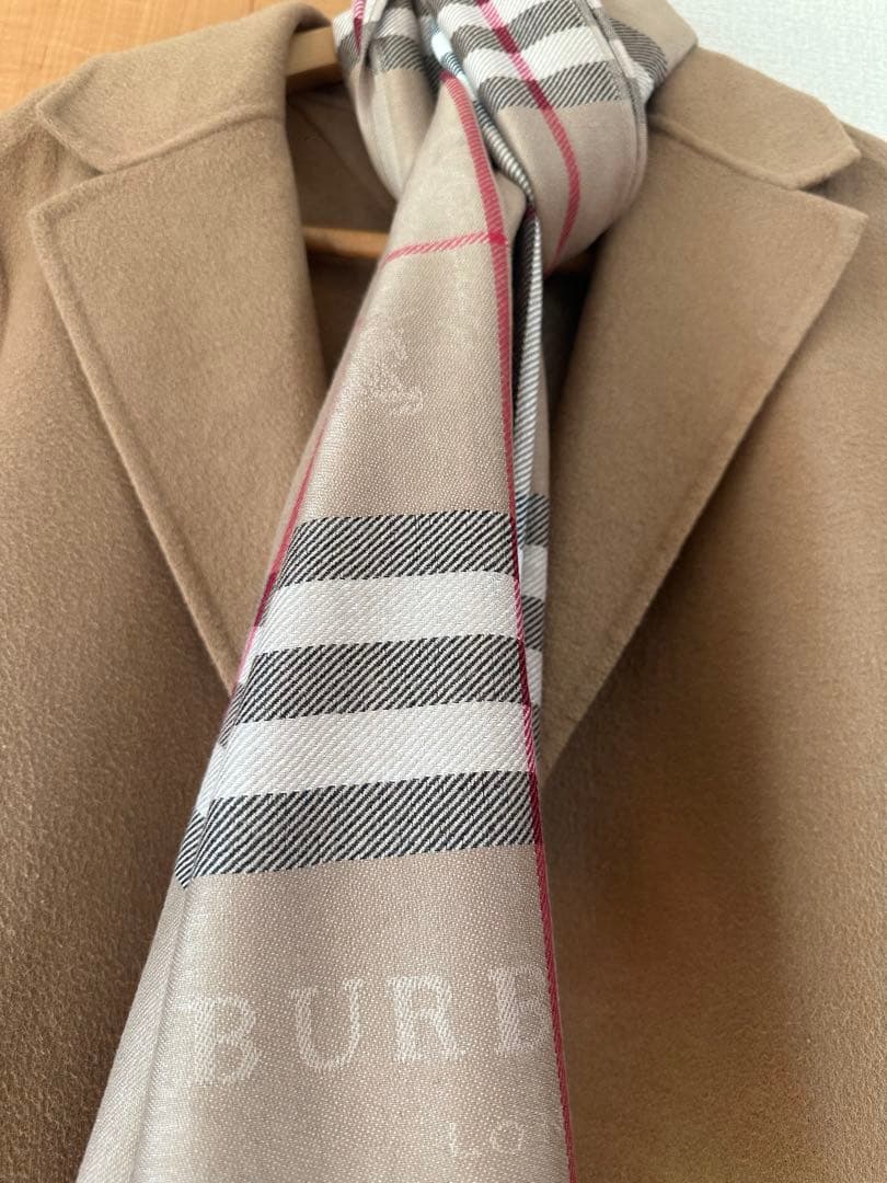 Burberry チェック柄 マフラー大判シルクカシミヤ180cm×70cm