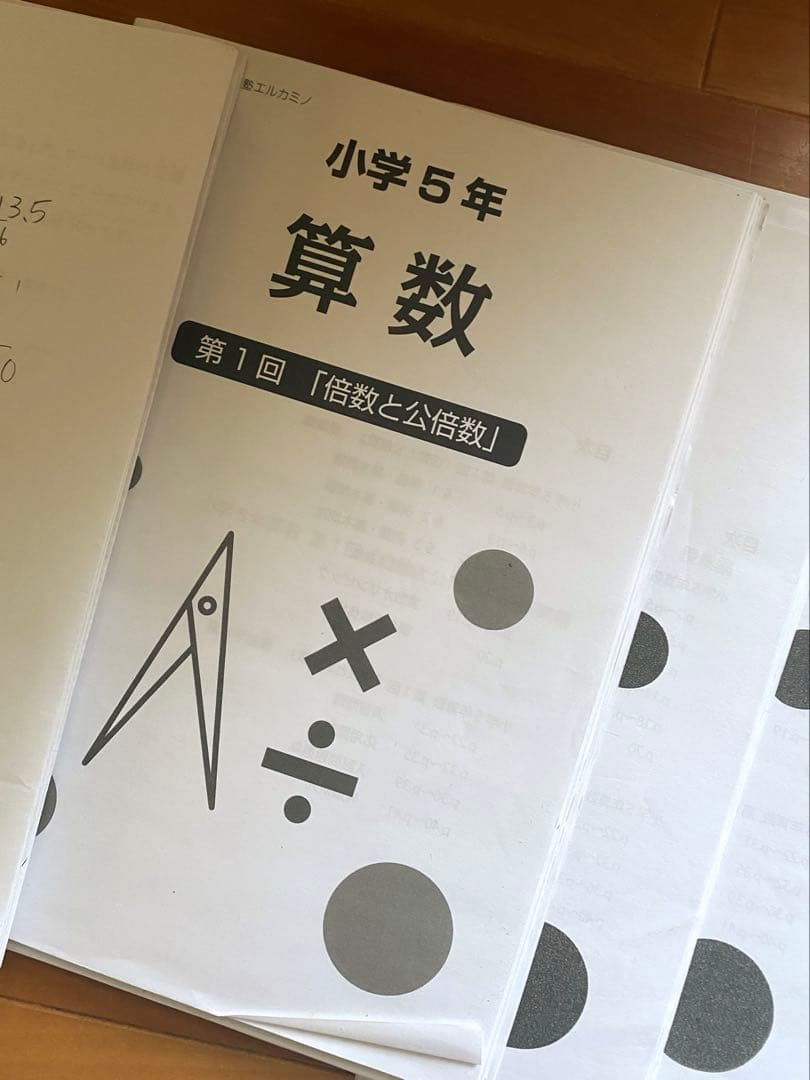【中学受験】エルカミノ新小5算数1年分 全テキスト38冊+確認テスト30部