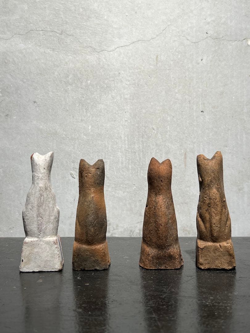 鉄砲狐 4体セット　／ 今戸焼 民藝 土人形 古道具 宗教美術 郷土玩具