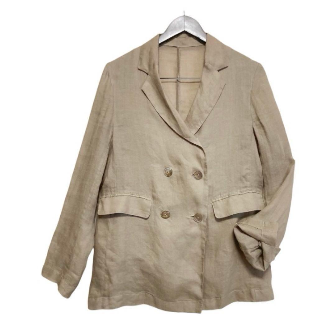スローブイエナ 24SS ラミージョーゼットジャケット ベージュ リネン ダブル