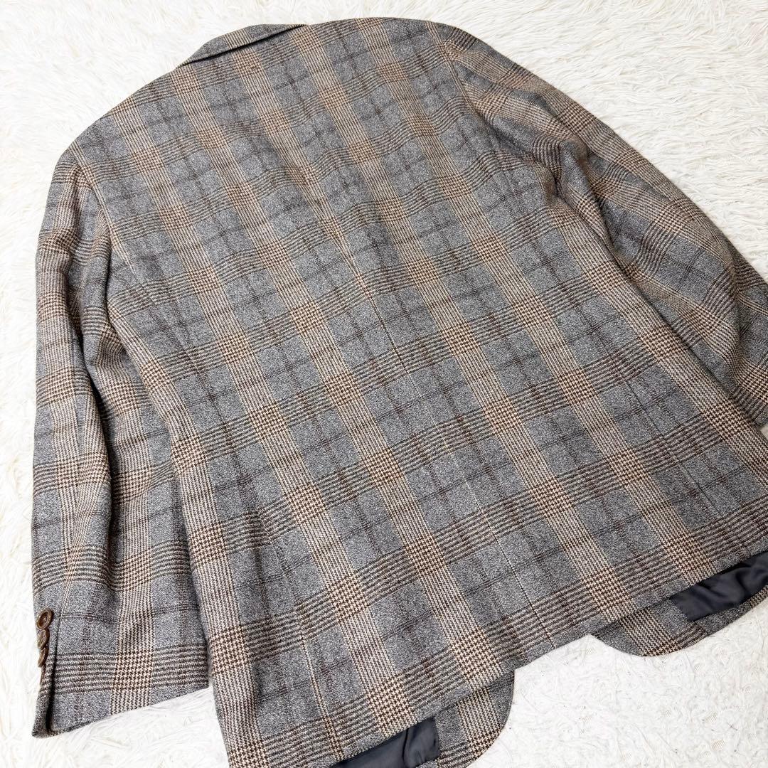 【最高級/伊製生地】オンリー カノニコ ジャケット シルク リネン混 チェック