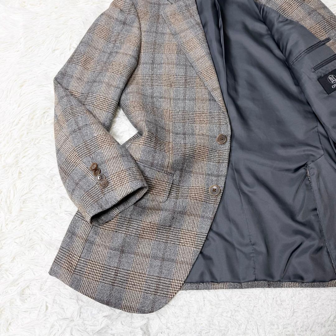 【最高級/伊製生地】オンリー カノニコ ジャケット シルク リネン混 チェック