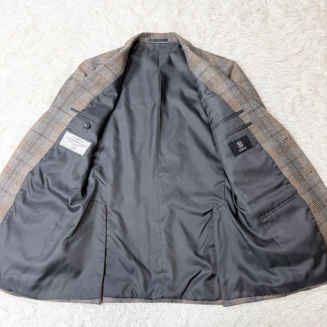 【最高級/伊製生地】オンリー カノニコ ジャケット シルク リネン混 チェック