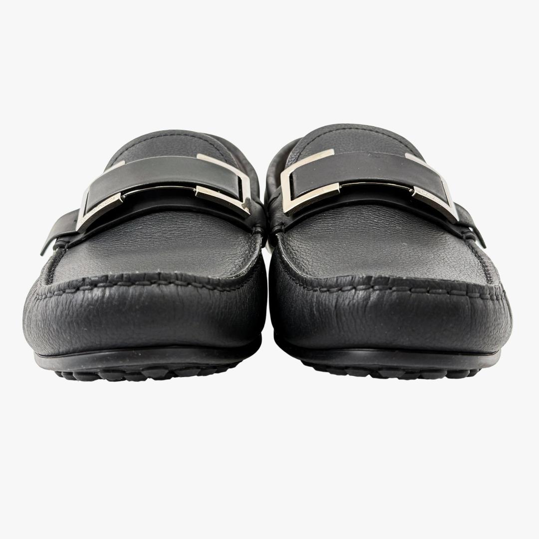 【極美品】セルジオロッシ ドライビングシューズ　モカシン メタルバックル 黒 金