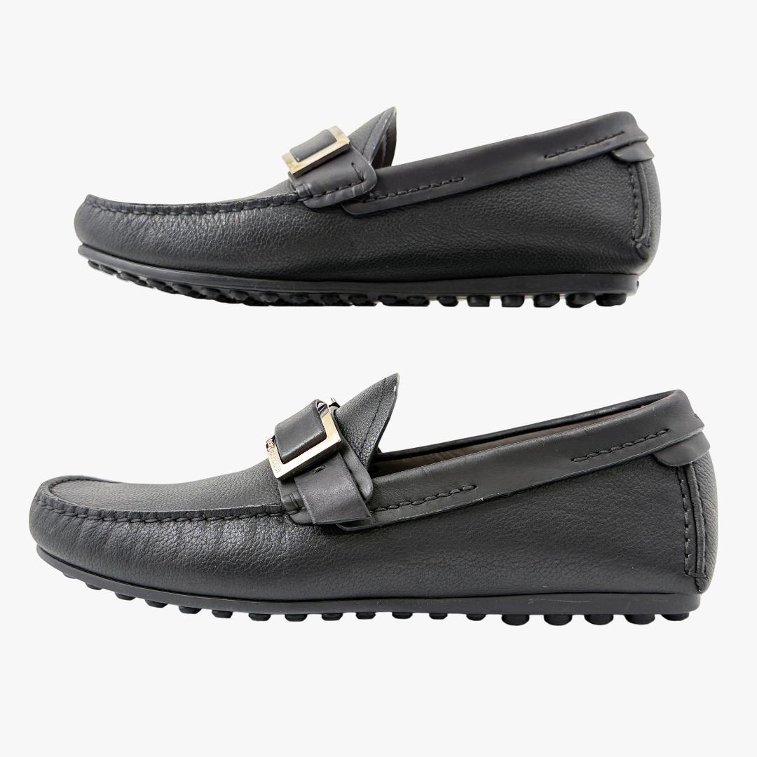 【極美品】セルジオロッシ ドライビングシューズ　モカシン メタルバックル 黒 金