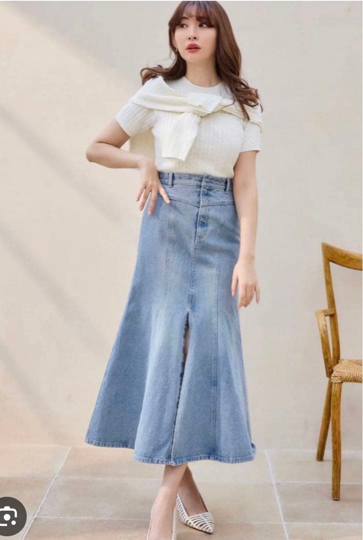スカート Herlipto Mermaid Slit Denim Skirt