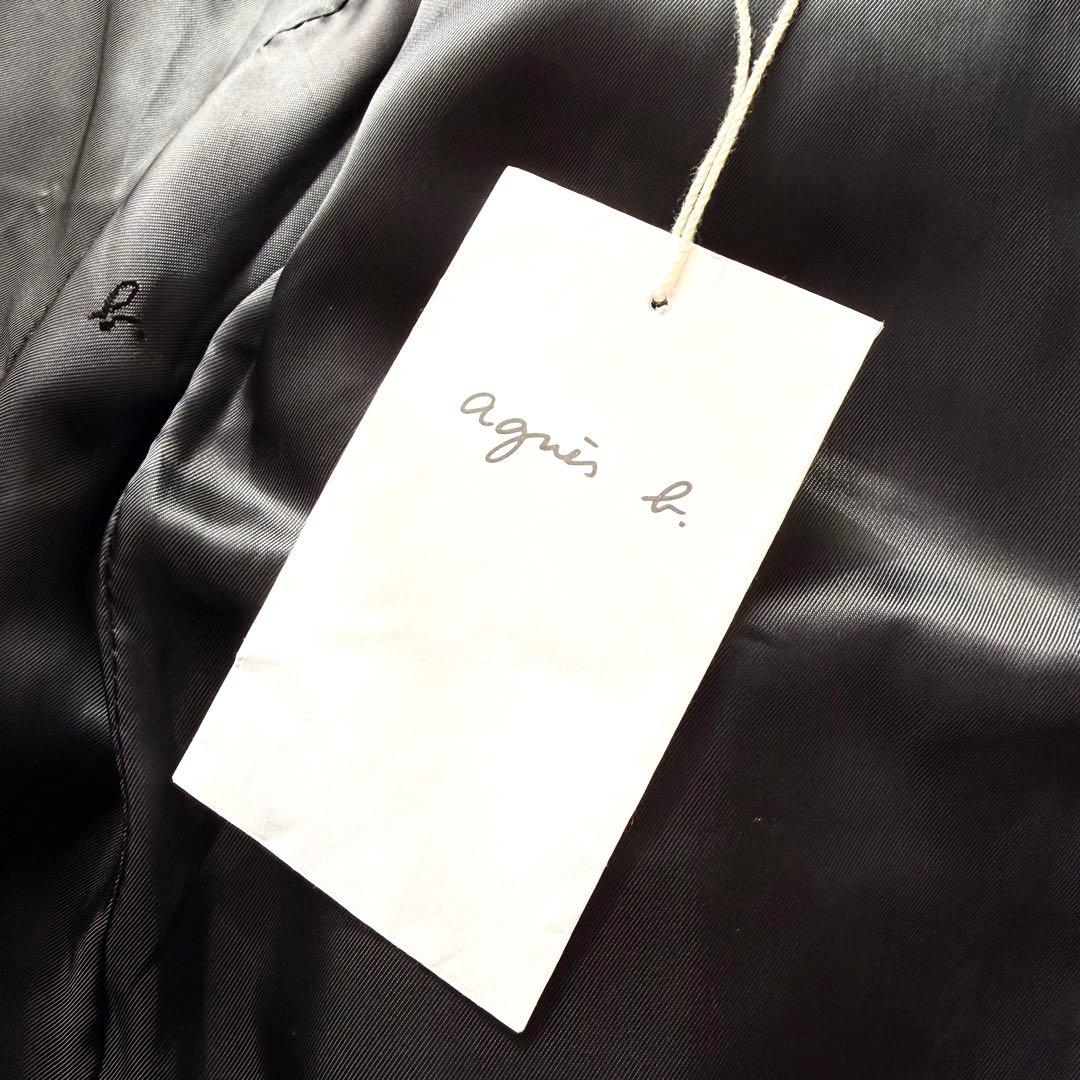 新品 agnes b テーラードジャケット 48 ネイビー 裏地 ロゴ