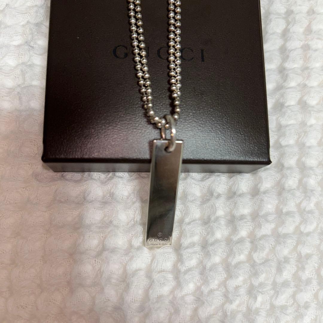 Gucciグッチ　ロゴプレート　ネックレス　シルバー