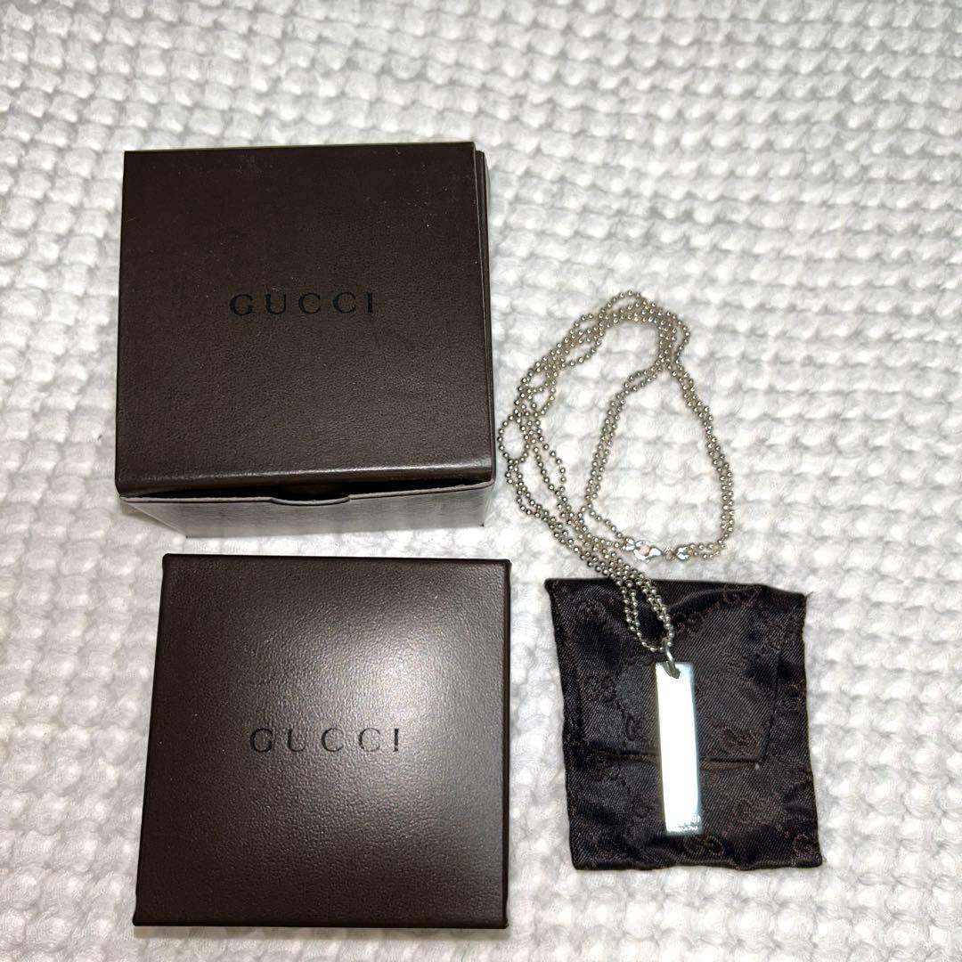 Gucciグッチ　ロゴプレート　ネックレス　シルバー