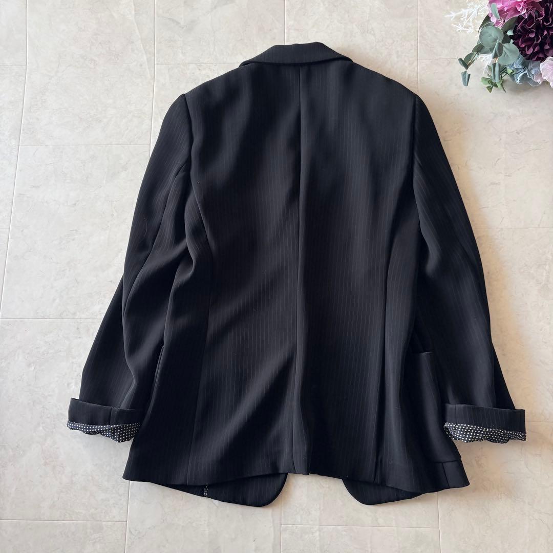GIORGIO ARMANI ストライプテーラードジャケット　ドット春夏　42黒