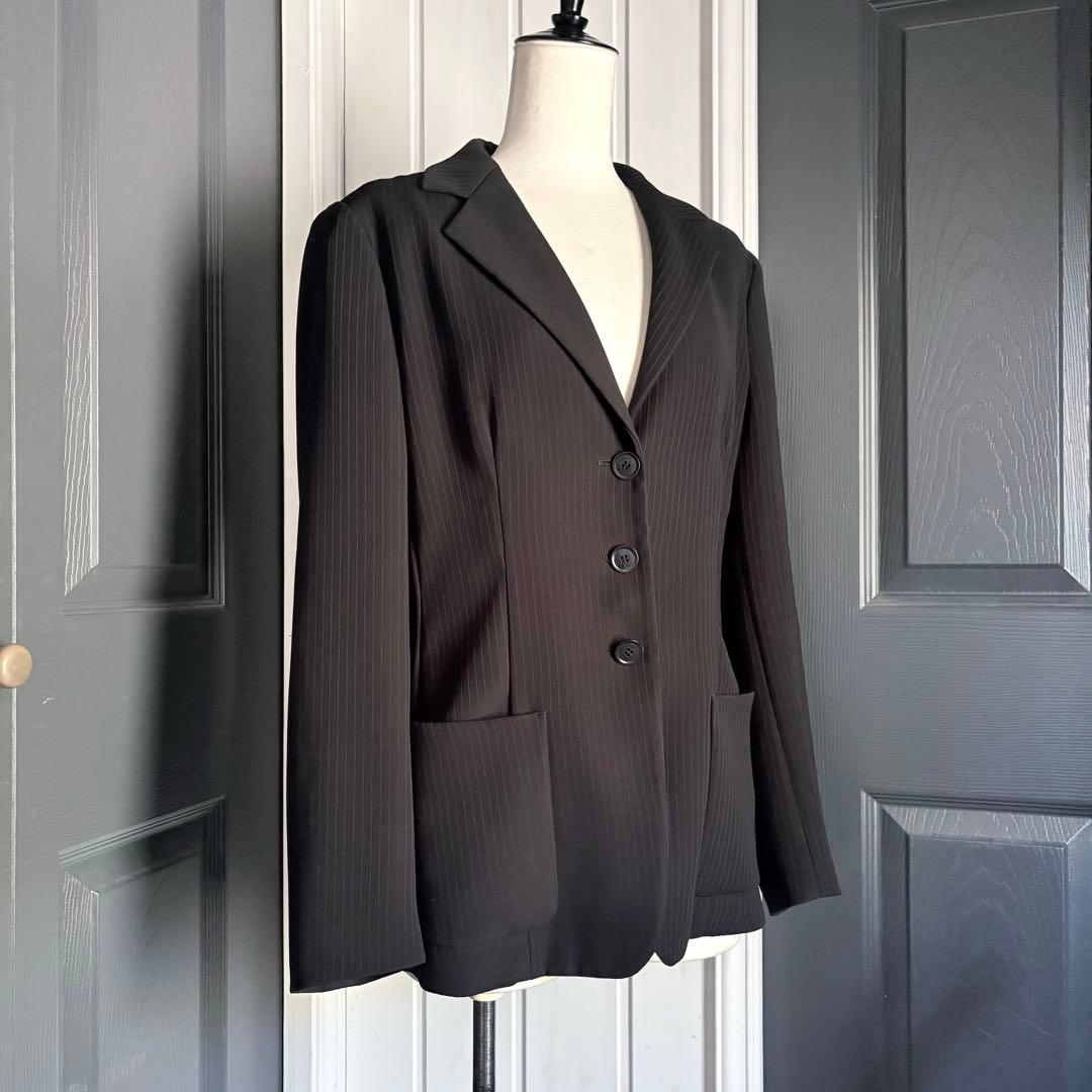 GIORGIO ARMANI ストライプテーラードジャケット　ドット春夏　42黒