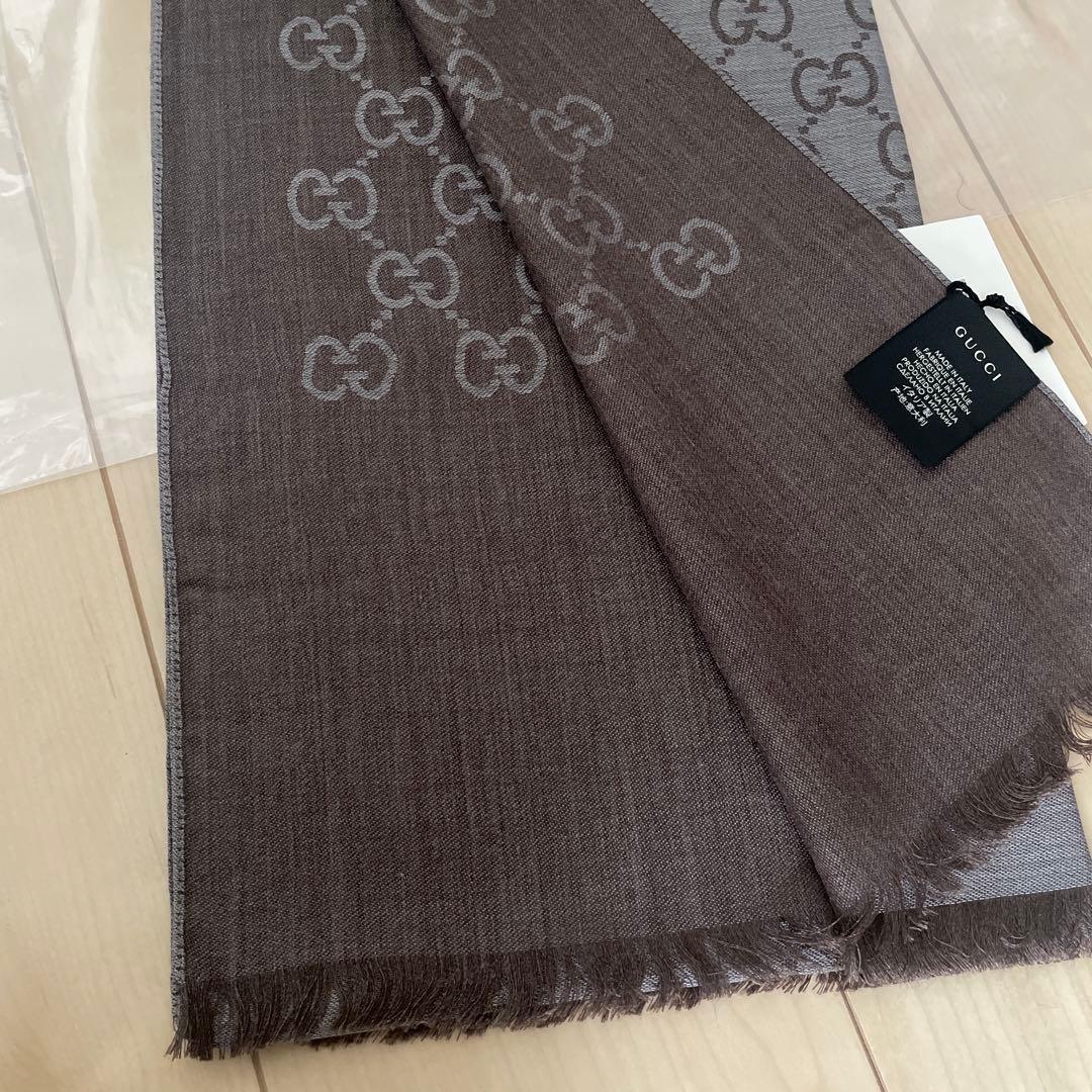 【新品・未使用】GUCCI グッチ ストール ショール GG柄　ブラウン