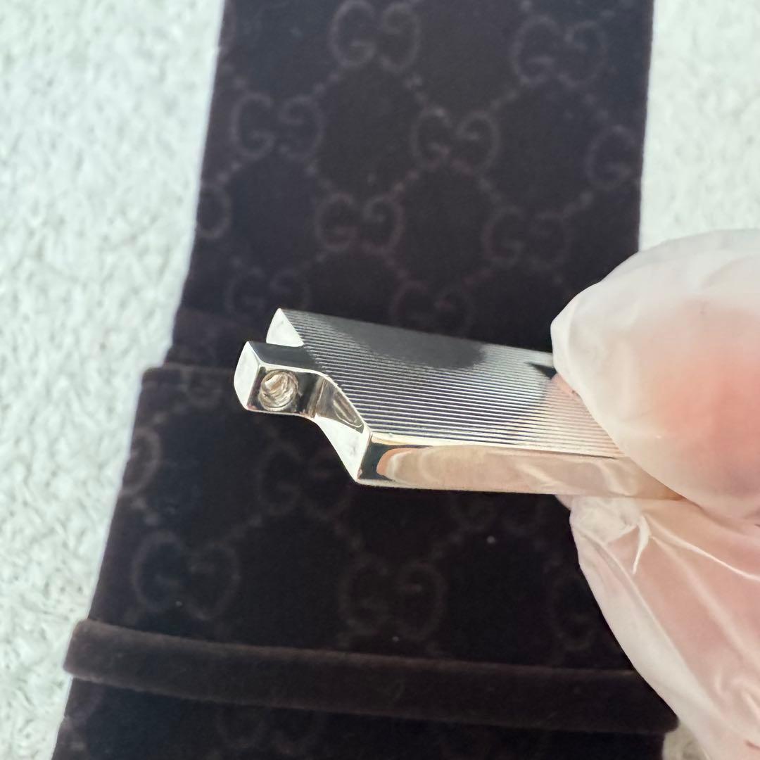 GUCCI グッチ ネックレス トップ スクエア プレート ロゴ シルバー925