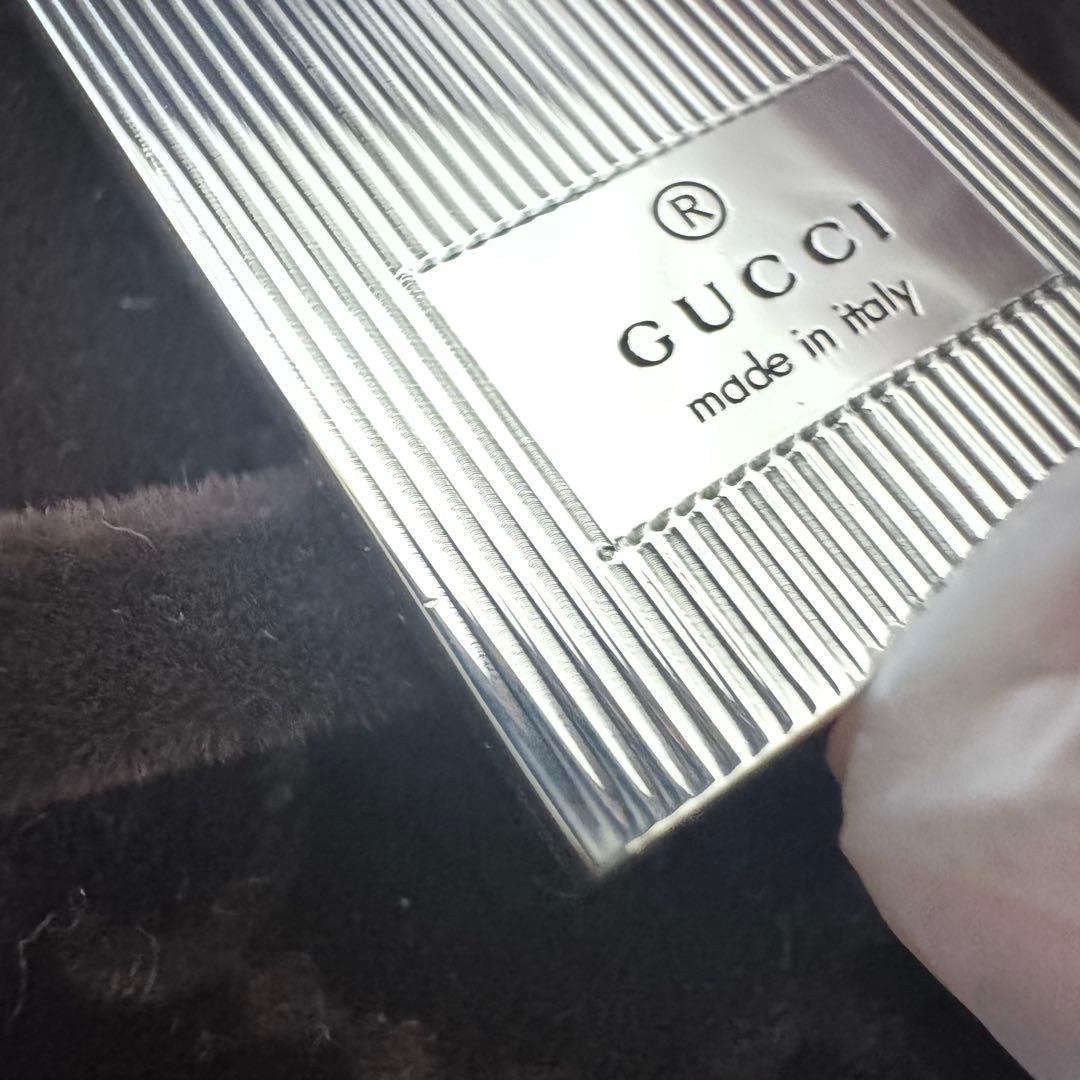 GUCCI グッチ ネックレス トップ スクエア プレート ロゴ シルバー925